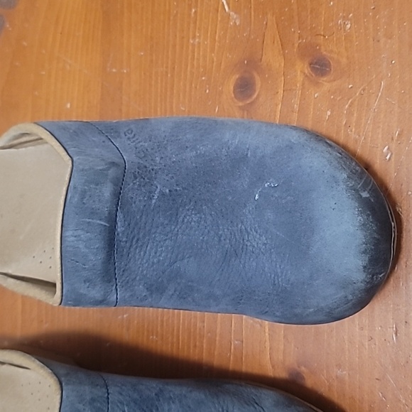 SANITA WOMEN'S DANISH CLOG BLUE LEATHER SLIP ON WEDGE HEEL SANDAL SIZE 41 US10.5 - Picture 10 of 13